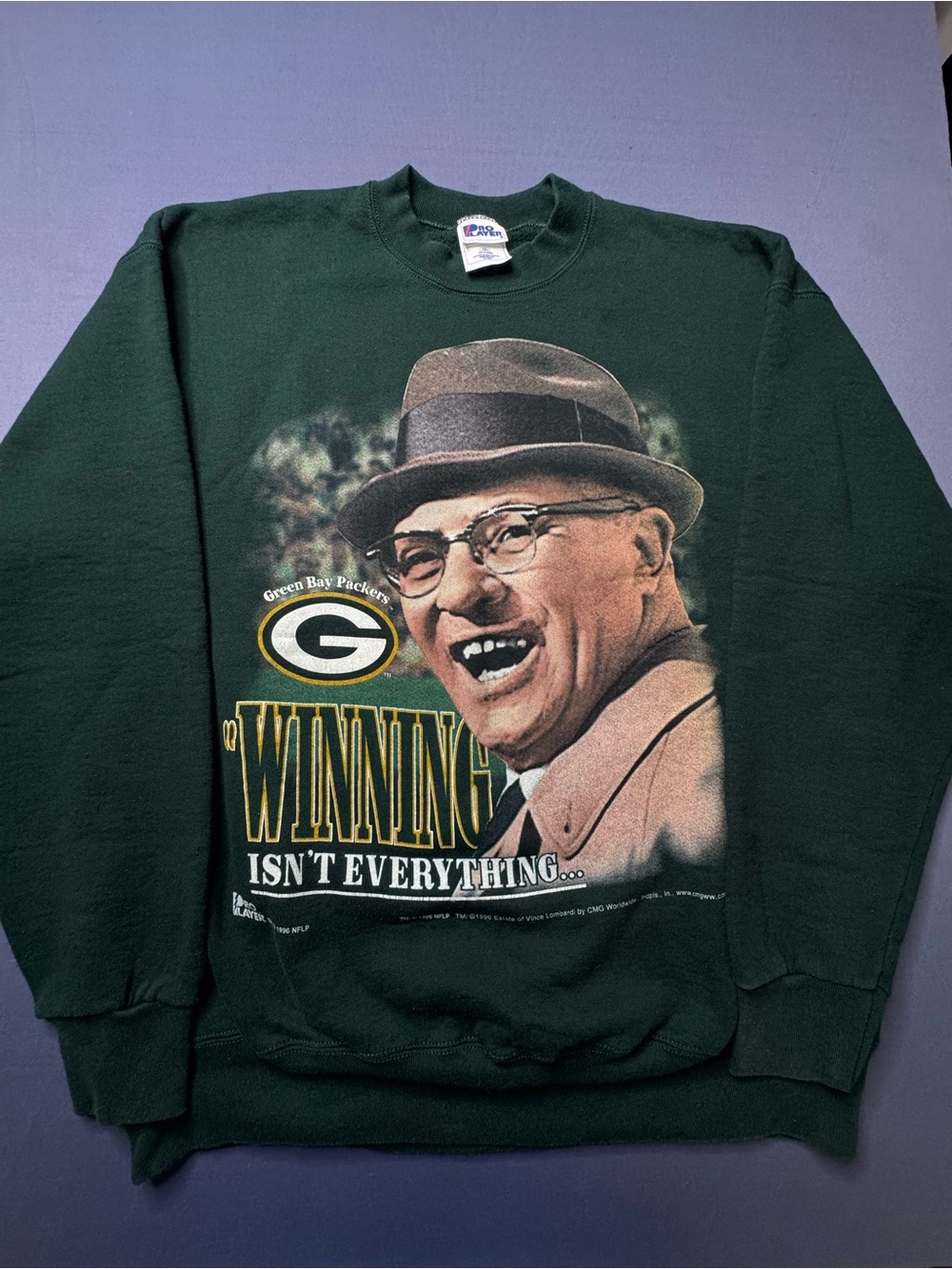 VTG 96 Green Bay Packers Vince Lombardi Sweatshirt XXL Super Bowl XXXl